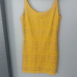 Bebe Yellow Zise L Bodycon Mini Dress Scoop Neck Sleeveless